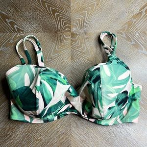 BIRDSONG Leaf Light Padded Underwire Cup Swim Bra Top 36DD